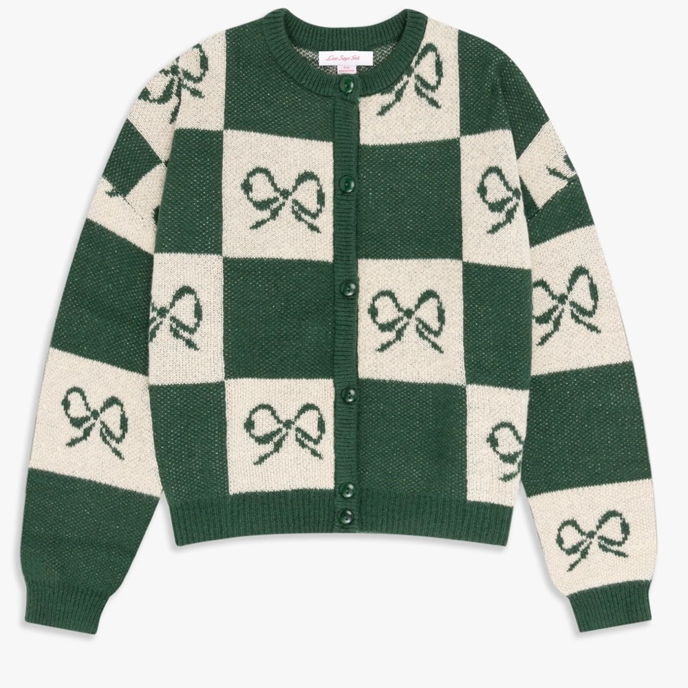 Lisa Says Gah Lauda Cardi Emerald Bow Check